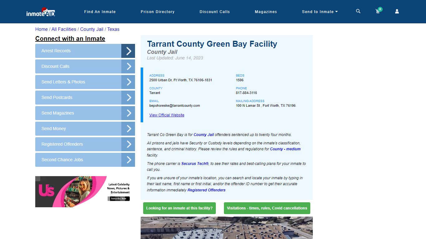Tarrant County Green Bay Facility - Inmate Locator - Ft Worth, TX